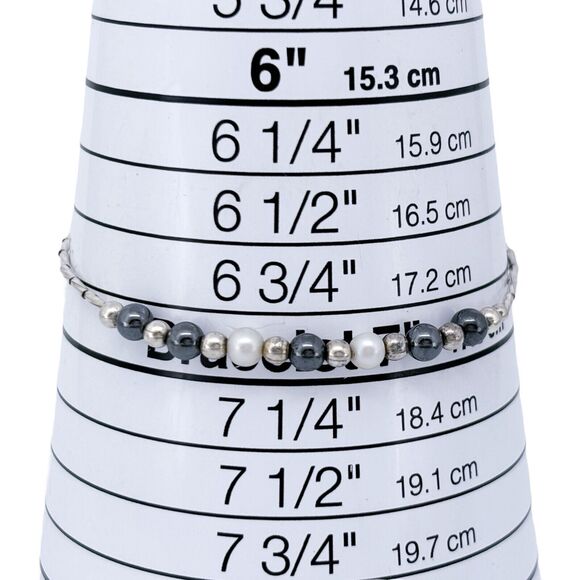 Vintage Sterling Silver 925 Pearl Bead Bracelet 7" - Picture 3 of 5